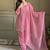 Pink silk blend plain kurta set