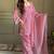 Pink silk blend plain kurta set
