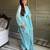 Sky blue silk blend plain kurta set