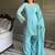 Sky blue silk blend plain kurta set