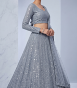 Gray Heavy Sequence Work Designer Party Wear Lehenga Choli