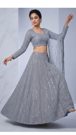 Gray Heavy Sequence Work Designer Party Wear Lehenga Choli 2