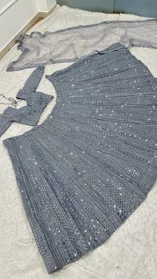 Gray Heavy Sequence Work Designer Party Wear Lehenga Choli 4