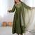 Green crepe embroidered anarkali set