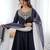 Black crepe embroidered anarkali set