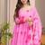 Pink organza printed anarkali set