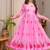 Pink organza printed anarkali set