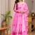 Pink organza printed anarkali set
