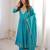 Sky blue silk blend embroidered anarkali set