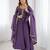 Purple silk blend embroidered anarkali set