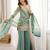 Sea green silk blend embroidered palazzo set