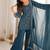 Teal silk blend embroidered palazzo set