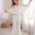 White silk blend embroidered palazzo set