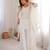 White silk blend embroidered palazzo set