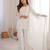 White silk blend embroidered palazzo set