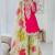 Pink silk blend printed sharara set