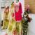 Pink silk blend printed sharara set