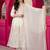 Off white silk blend embroidered anarkali set