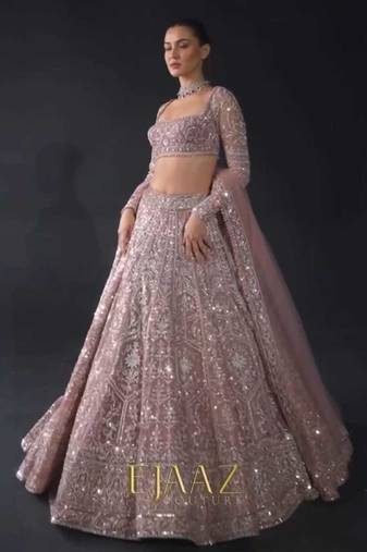 pink net embroidered lehenga choli