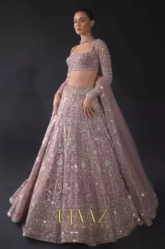 pink net embroidered lehenga choli