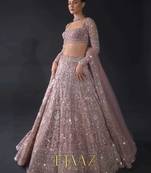 pink net embroidered lehenga choli