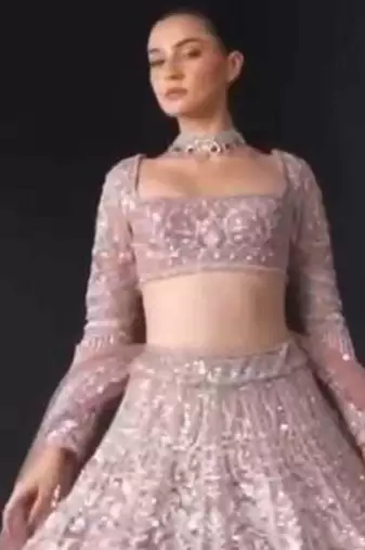 pink net embroidered lehenga choli