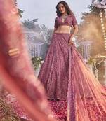 pink silk blend embroidered lehenga choli