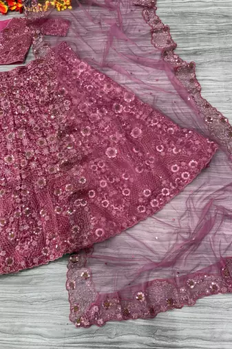 pink silk blend embroidered lehenga choli
