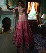 pink georgette embroidered lehenga choli