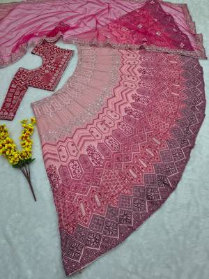 pink georgette embroidered lehenga choli 4