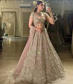 pink georgette embroidered lehenga choli