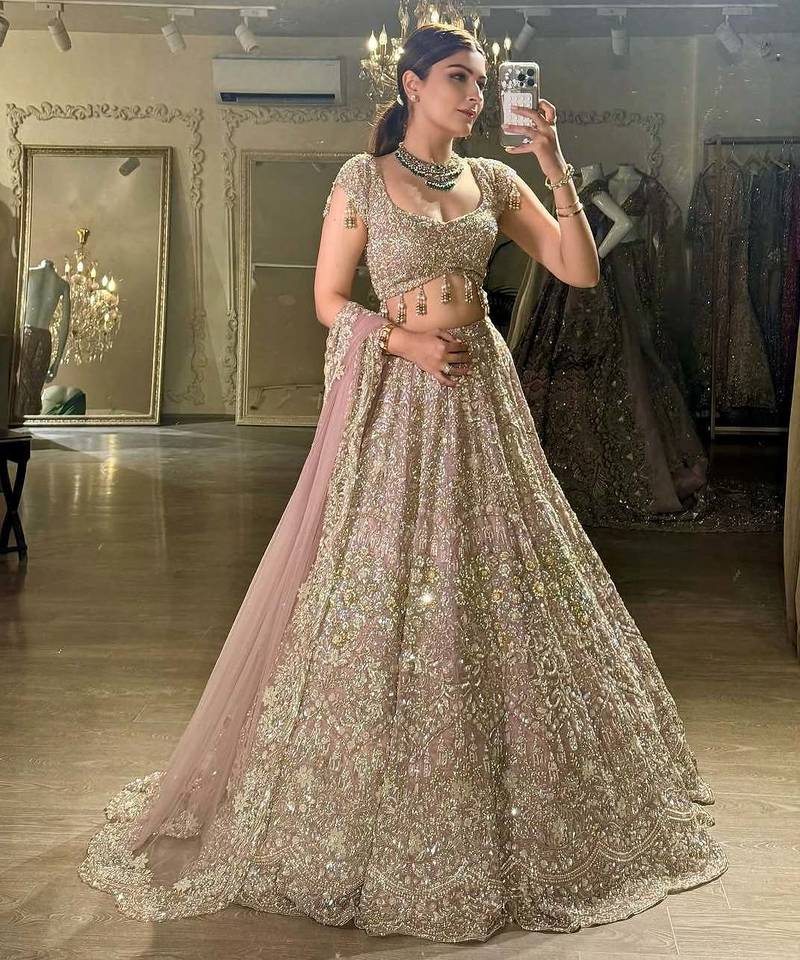 pink georgette embroidered lehenga choli