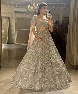 pink georgette embroidered lehenga choli 2