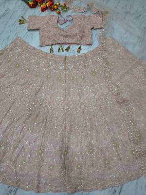 pink georgette embroidered lehenga choli 3