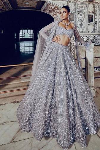 lavender silk blend embroidered lehenga choli