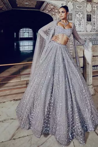 lavender silk blend embroidered lehenga choli