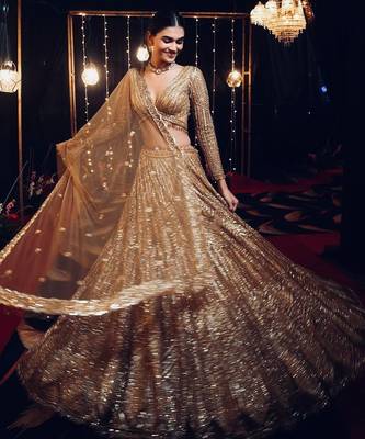 gold georgette embroidered lehenga choli 1