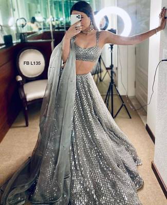 silver silk blend embroidered lehenga choli 1