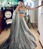 silver silk blend embroidered lehenga choli