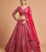 pink net embroidered lehenga choli