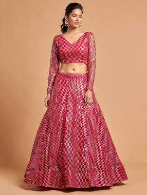 pink net embroidered lehenga choli 3