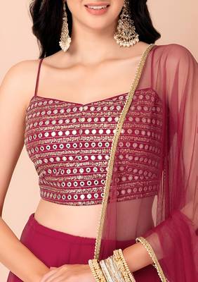 pink georgette embroidered lehenga choli 3