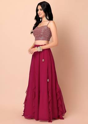 pink georgette embroidered lehenga choli 4