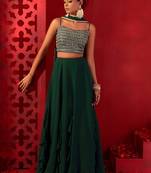 green georgette embroidered lehenga choli