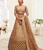 champagne silk blend embroidered lehenga choli