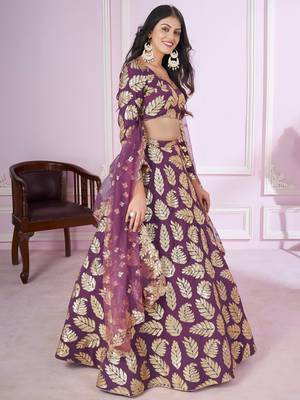 purple georgette embroidered lehenga choli 1