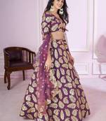 purple georgette embroidered lehenga choli