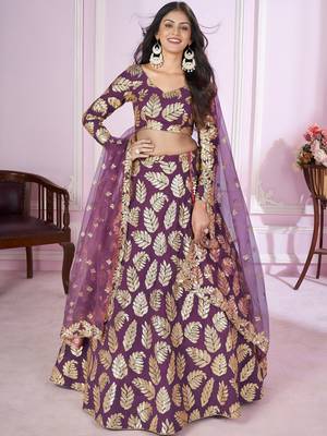 purple georgette embroidered lehenga choli 2