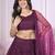 purple net embroidered lehenga choli