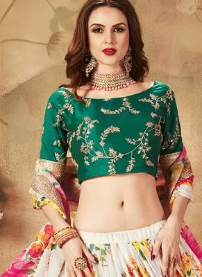 cream organza printed lehenga choli 2